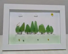 ☆kei工房☆シーグラスアート・シーグラス〜木々と小鳥〜