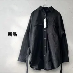 新品★GUコーデュロイベルテッド オーバーサイズシャツ 長袖　ウエストリボン