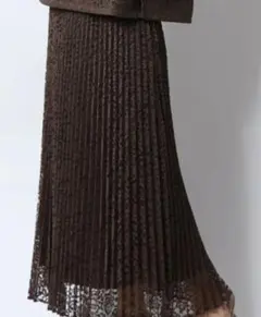 美品【Mila Owen】 セットアップレースプリーツマキシスカート カーキ