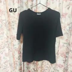 GU ジーユー リブ 半袖 Tシャツ ブラックXLサイズのサムネイル