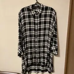 チェック柄長袖シャツ ブラック・ホワイト