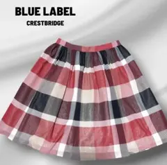 【美品】 クレストブリッジチェック シフォンプリントギャザースカート 34のサムネイル