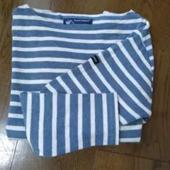 SAINT JAMES 青と白のストライプ 長袖バスクシャツ