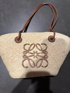 極美品】ロエベ LOEWE バスケットバッグ スモール カゴ アナグラム 茶