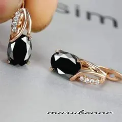 新品 ピアス オニキス ゴールド クリスタル ブラック エレガント 女子 両耳用