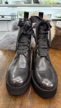 MA &LO イタリア製コンビ素材レースアップブーツ