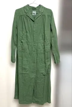 IDEE POOL いろいろの服　ワークコートアトリエシャツワンピース　グリーン