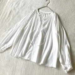 Ballsey カウントサテン ボリュームス リーブブラウス ホワイト