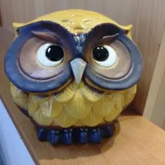 信楽焼　5号黄色いフクロウ 　ふくろうのサムネイル