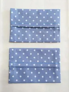 ポケットティッシュケース　水玉柄　ドット柄　ブルー系　ハンドメイド