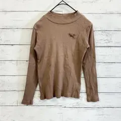 キッズ 長袖トップス 130 リブ編み 茶色 リボン 秋冬 カジュアル 可愛い