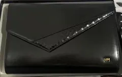 【週末セール】モリハナエ　黒のクラッチバッグ HM ゴールドのチェーン付