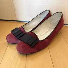 美品 マリーファム Marie femme 23.5 ボルドー リボンパンプス
