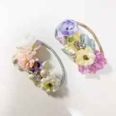 【新品・未使用】造花付きヘアゴム2点セット