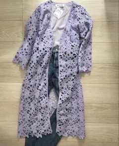 omekashi ❤︎ ラベンダー　ケミカルレース　ガウン　ロングカーディガンのサムネイル