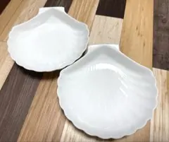 【送料込】白磁 貝殻型 小皿 2枚セット②