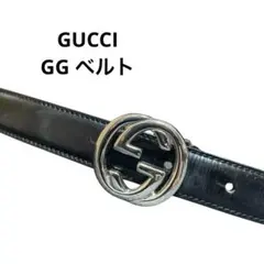 細身の方⭐︎GUCCI ブラックレザー ベルト ダブルG