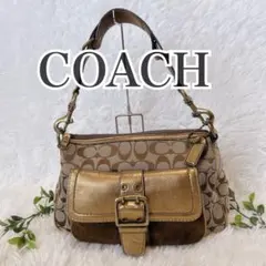 COACH ワンショルダーバッグ ソーホー シグネチャー ゴールド 茶　希少