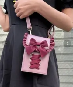 【新品未使用】axes famme　リボン付きピンクショルダーバッグ