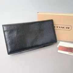 831/新品/COACH コーチ/二つ折り長財布/ブラック/型押しレザー