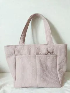 タイムSALE ハンドメイド☆ポリエステルハート刺繍ヌビバッグ ピンクのサムネイル