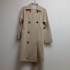 ベージュ ダブルブレスト ロングコート M