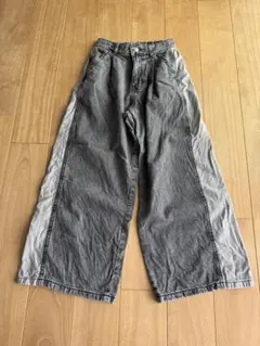 GU キッズ デニム ロングパンツ ブラック 140 低身長 ジーユー