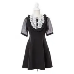 夢展望 オーガンジーフリル上品ワンピ ブラック