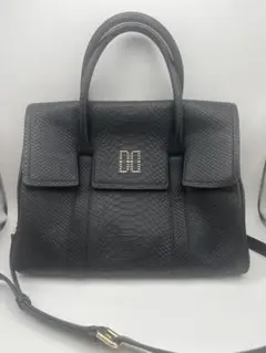 黒いクロコダイル風レザーハンドバッグのサムネイル
