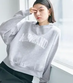 【新品】coca 裏起毛フロッキークロップドスウェット グレー　Lサイズ