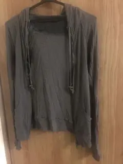 LGB シルク100% グレー フード付きパーカー サイズO