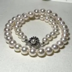 テリ/干渉色◯ あこや真珠 ネックレス SILVER刻印 約8〜9.5mm