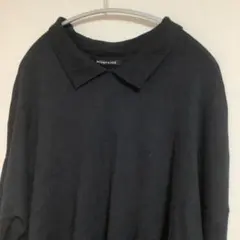 ミズイロインド 22AW 襟つき 長袖ニット チュニック丈 ゆったり ブラック