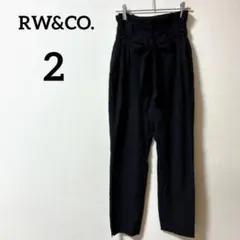 RW&CO. 【2】ハイウェスト テーパードパンツ リボンベルト ブラック
