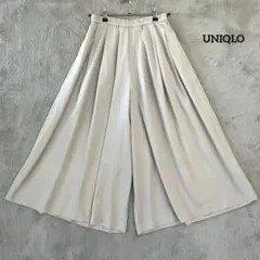 ユニクロ UNIQLO ガウチョパンツ M ライトグレー ウエストゴム