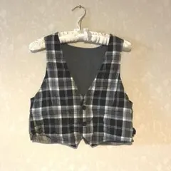 リバーシブルベスト チェック柄・ダークグレー