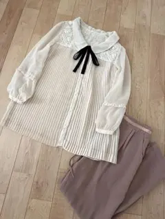 MINIMUM チュニック カットソー ブラウス シフォン レース フリル