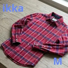 【美品】ikka イッカ シャツ チェック柄 レッド M メンズ 長袖 トップスのサムネイル