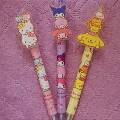 【サンリオ】キャラクター⑤ボールペン黒インク0.5 3本セット おまけ付き