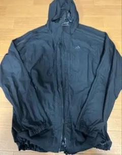 adidas 黒 ナイロンジャケット フード付き