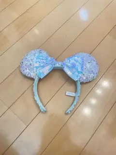ディズニー　カチューシャ　ミニー　スパンコール　ブルー