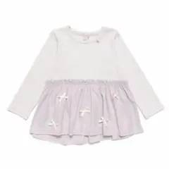 プティマイン リボン ペプラム 長T 140cm 薄紫 Tシャツ リンク 新品