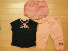 ベビー服３点セット（トップス：マリ・クレール、スボン、パンツ）80㌢