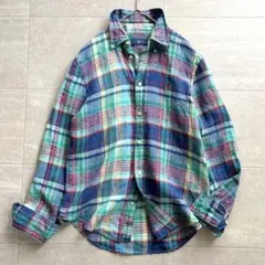 ラルフローレン リネン 長袖シャツ マドラスチェック ポニー刺繍