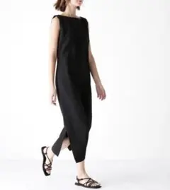 UNIQLO C クレープジャージーワンピース L 黒◆ユニクロシー　ユニクロC