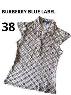 バーバリーブルーレーベル　ノースリーブ　カットソー　チェック　襟付き　シャツ