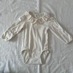 H&M 襟付きフリルロンパース　白　70サイズ　6〜9m