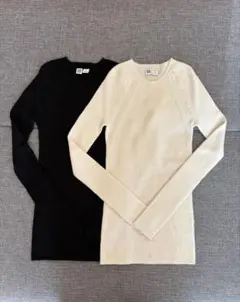 3Dエクストラファインメリノリブクルーネックセーター（2枚セット）