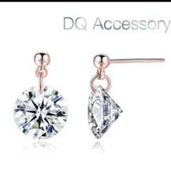 一級AAA級ジルコニアピアス　18k コーティング　ピンクゴールド　男女兼用