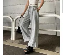 ウエスト切替 ラインカットパンツ【グレー】